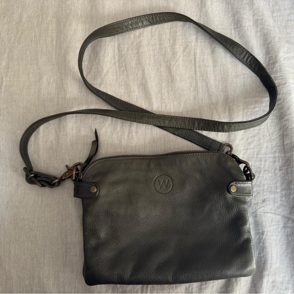 Olive green Leather Crossbody Bag